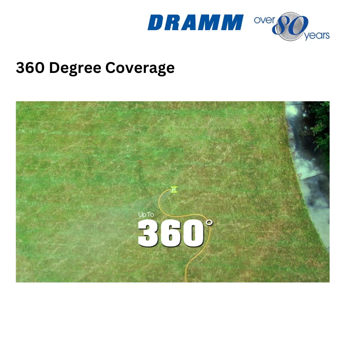 Dramm ColorStorm Sprinkler in action on a lawn, illustrating mobile use.