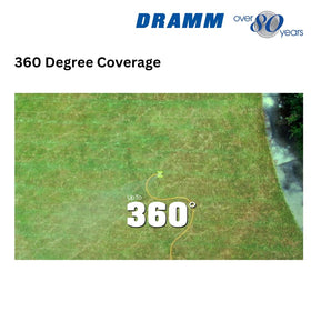 Dramm ColorStorm Sprinkler in action on a lawn, illustrating mobile use.