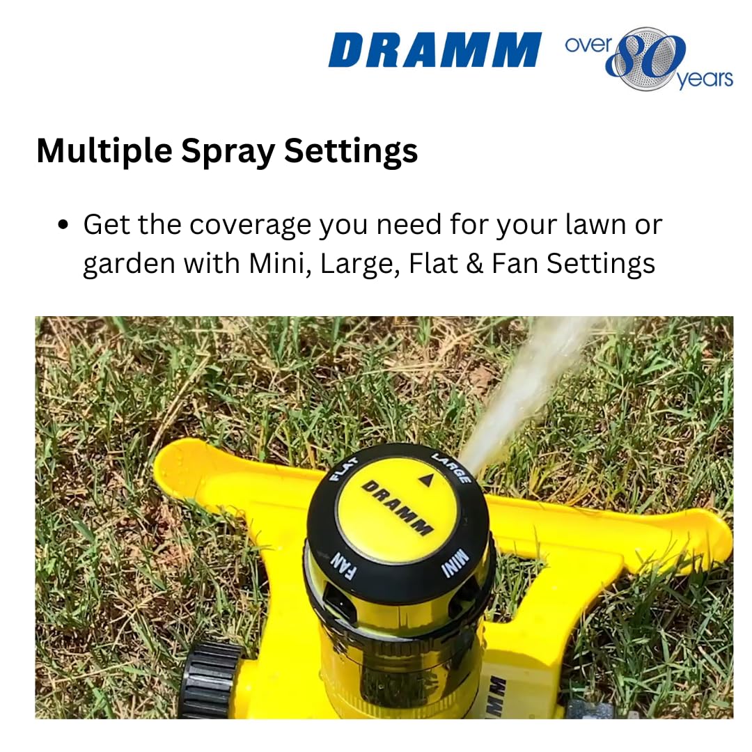 Dramm ColorStorm Gear Drive Sprinkler pattern dial enables quick pattern changes.
