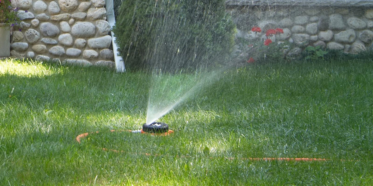 Dramm ColorStorm turret shows nine patterns for versatile yard irrigation.