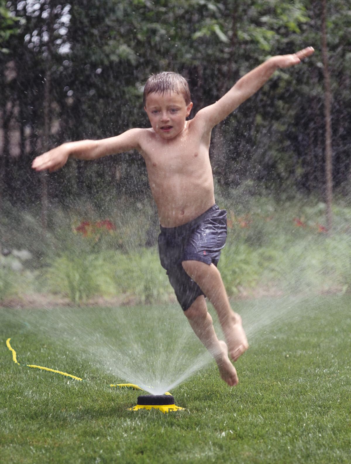 Dramm ColorStorm Turret Sprinkler large circle pattern covers wide areas.