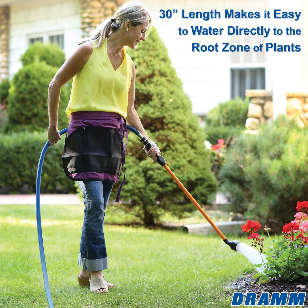 Dramm Rain Wand thumb-control valve enables effortless full flow.