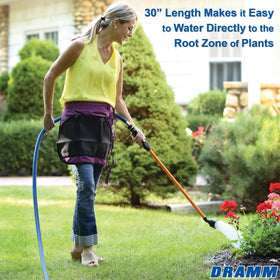 Dramm Rain Wand thumb-control valve enables effortless full flow.