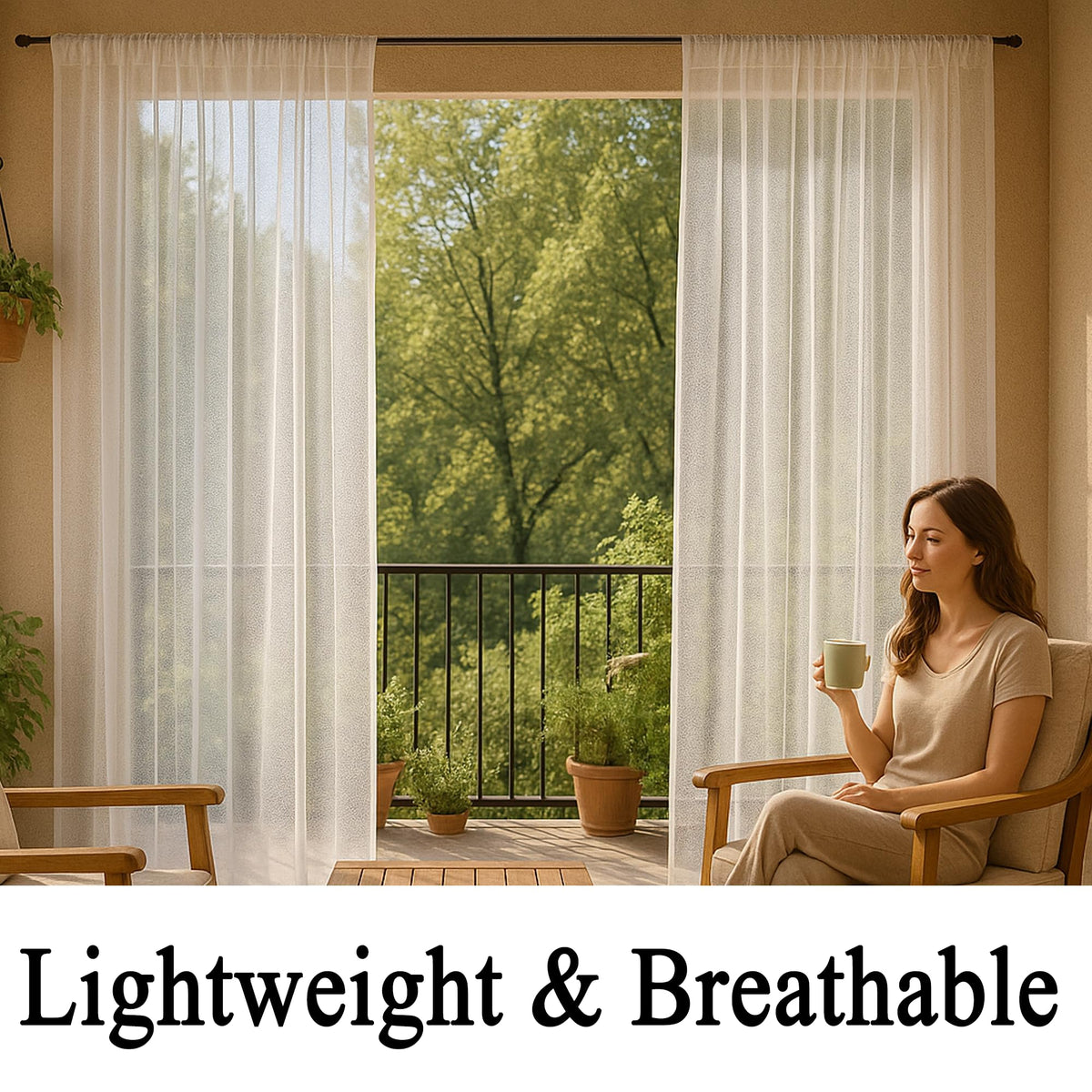 Draphelle breathable mesh curtain enhances airflow on patios and gazebos.