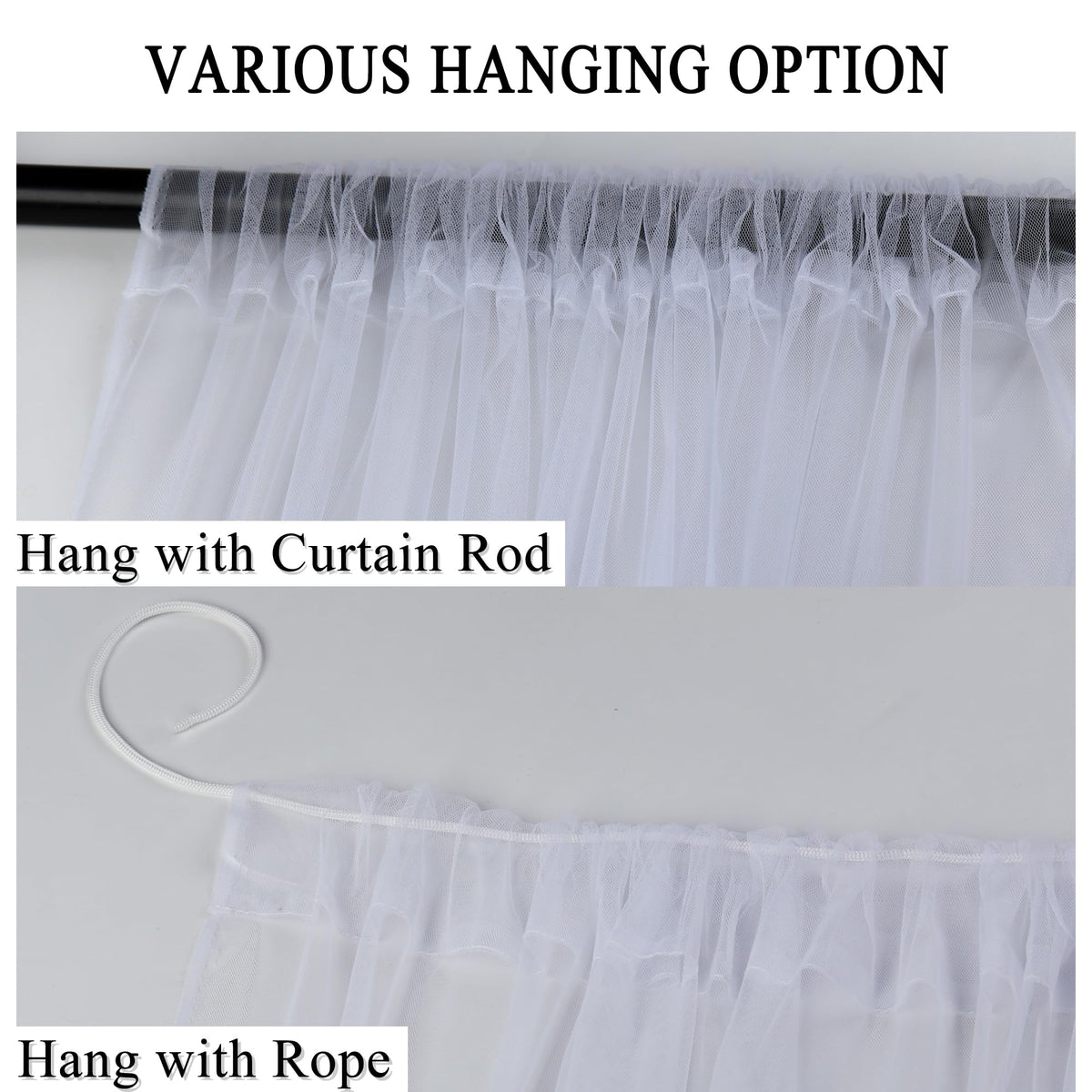 Draphelle dual rod pockets curtain for versatile hanging with top and bottom support.