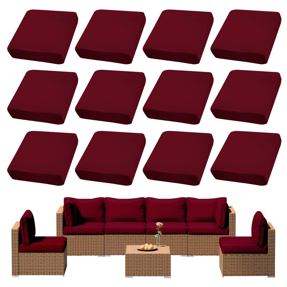 DREAHOTEXTIL 12Pcs outdoor cushion cover stretched for a snug fit on claret cushions