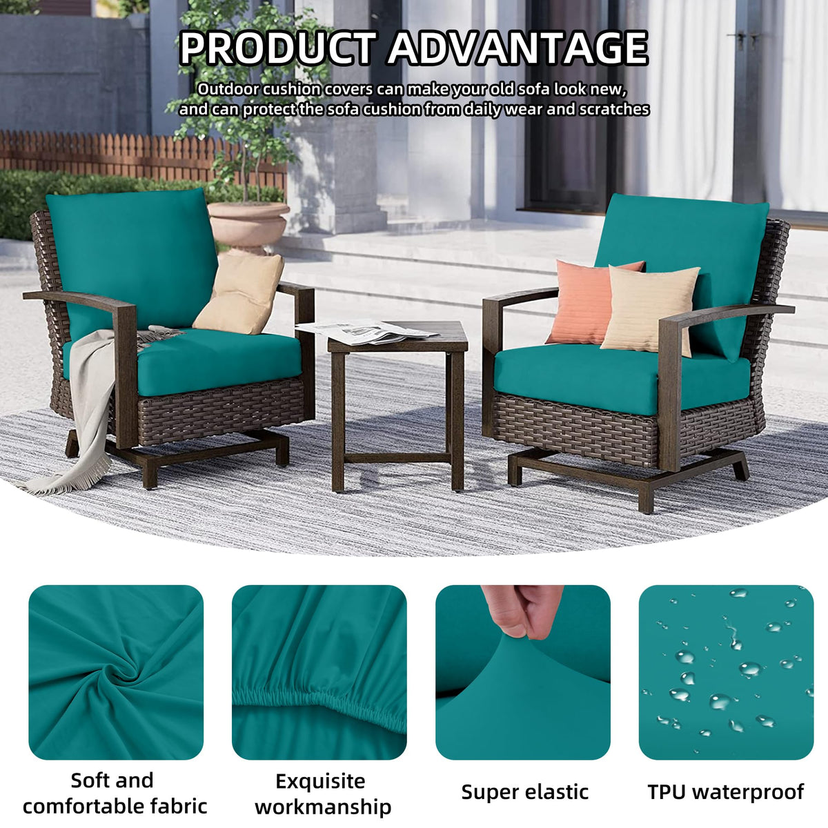 DREAHOTEXTIL fade-resistant fabric protects cushions from sun and rain