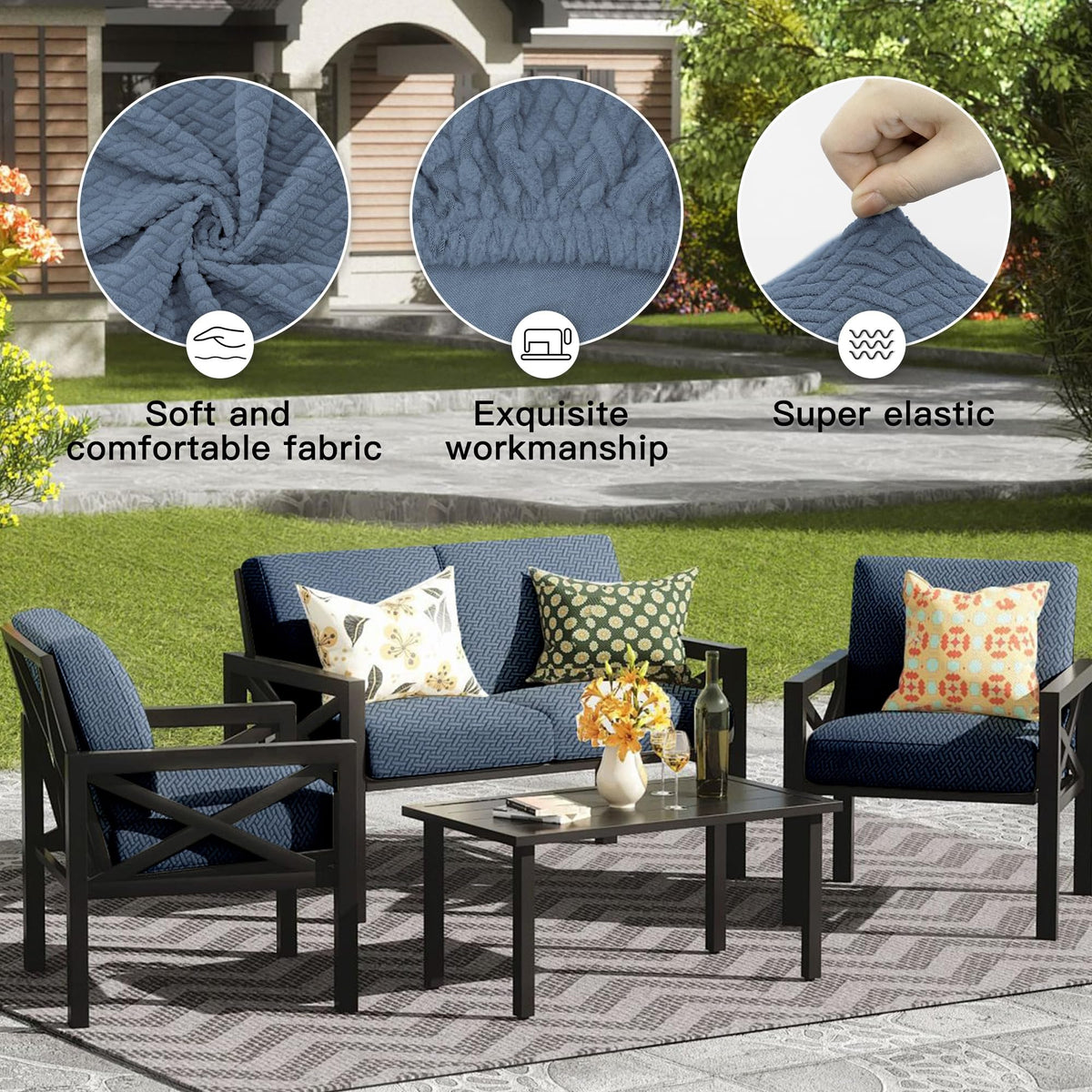DREAHOTEXTIL jacquard textured twill fabric adds style to any outdoor space.