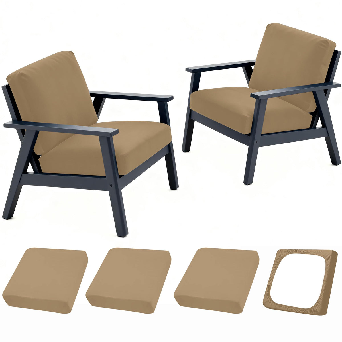 DREAHOTEXTIL outdoor cushion cover in khaki protects patio cushions.