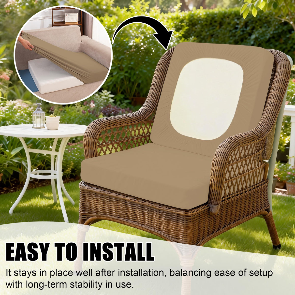 DREAHOTEXTIL patio cushion protection cover for outdoor use.