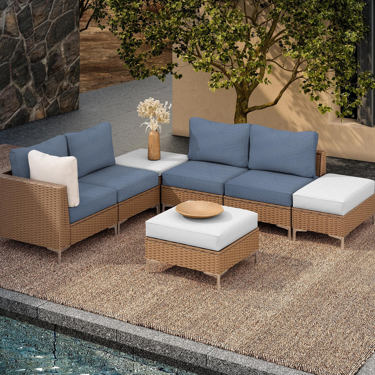 DREAHOTEXTIL patio protection that fits outdoor sofas and lounge chairs.