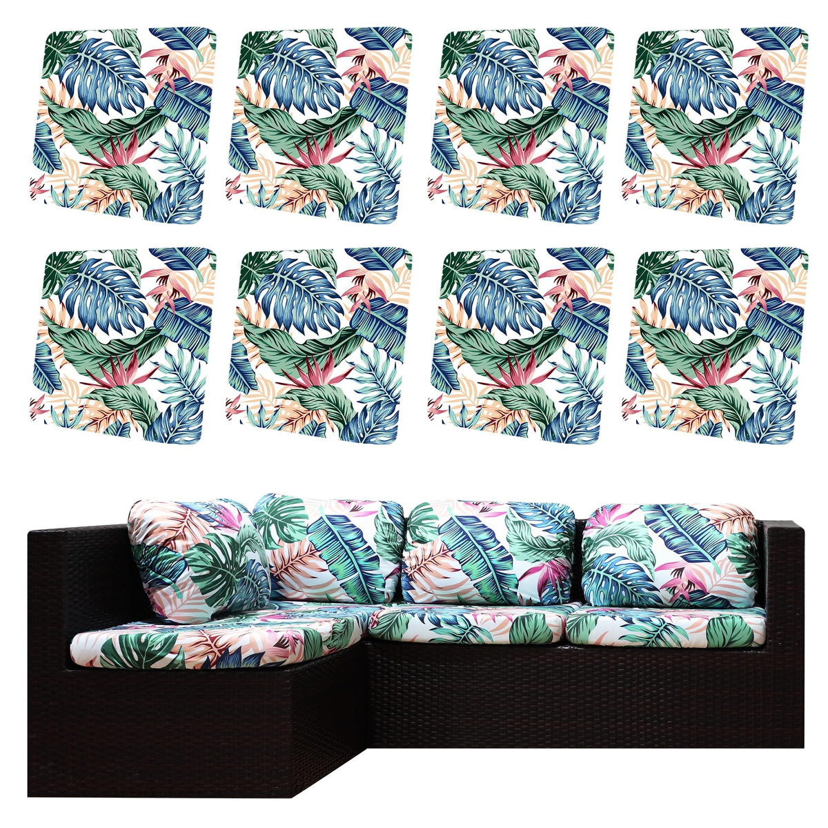 DREAHOTEXTIL tropical-style cushion cover on outdoor sofa for patio decor and protection