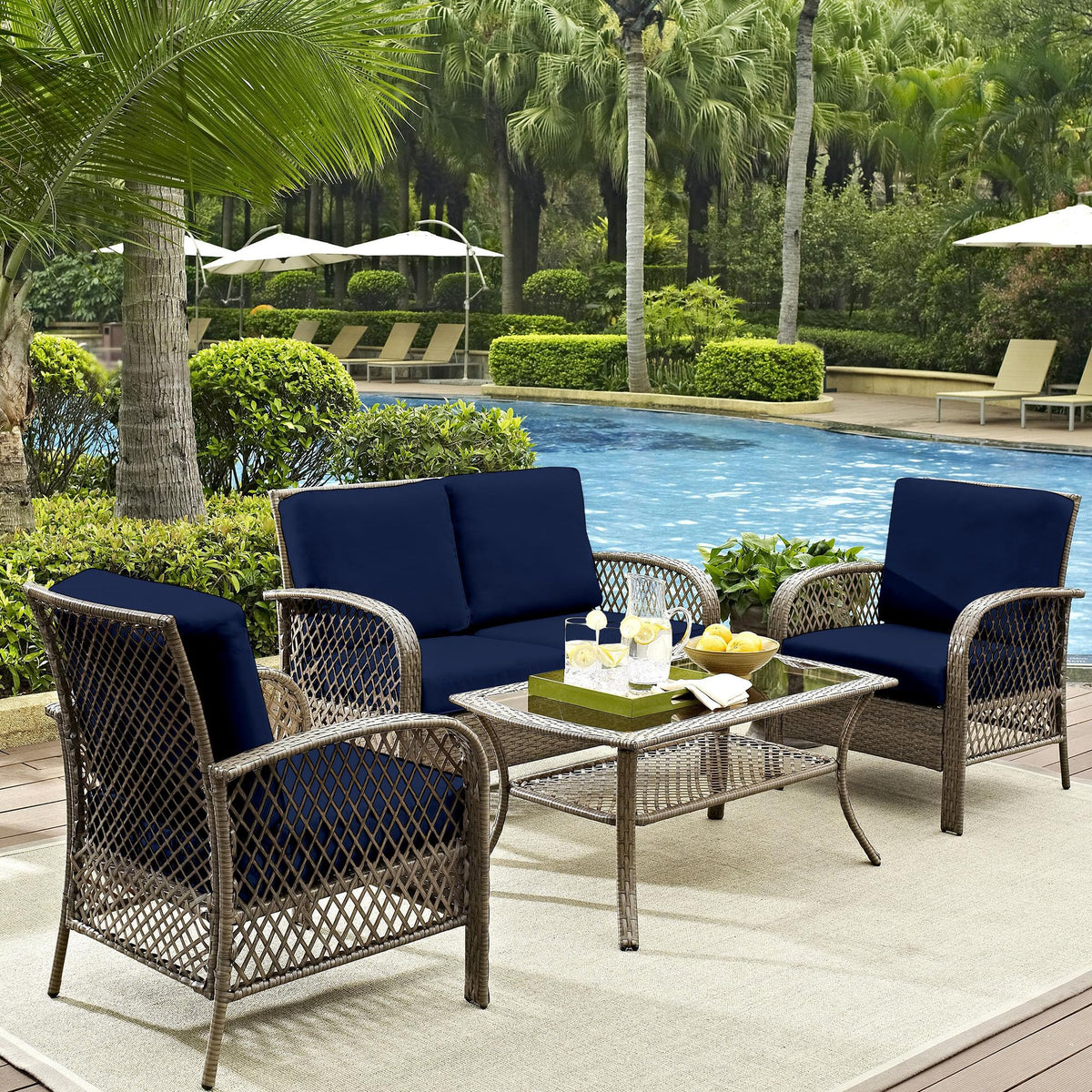 DREAHOTEXTIL wrinkle-free fabric maintains neat patio look.