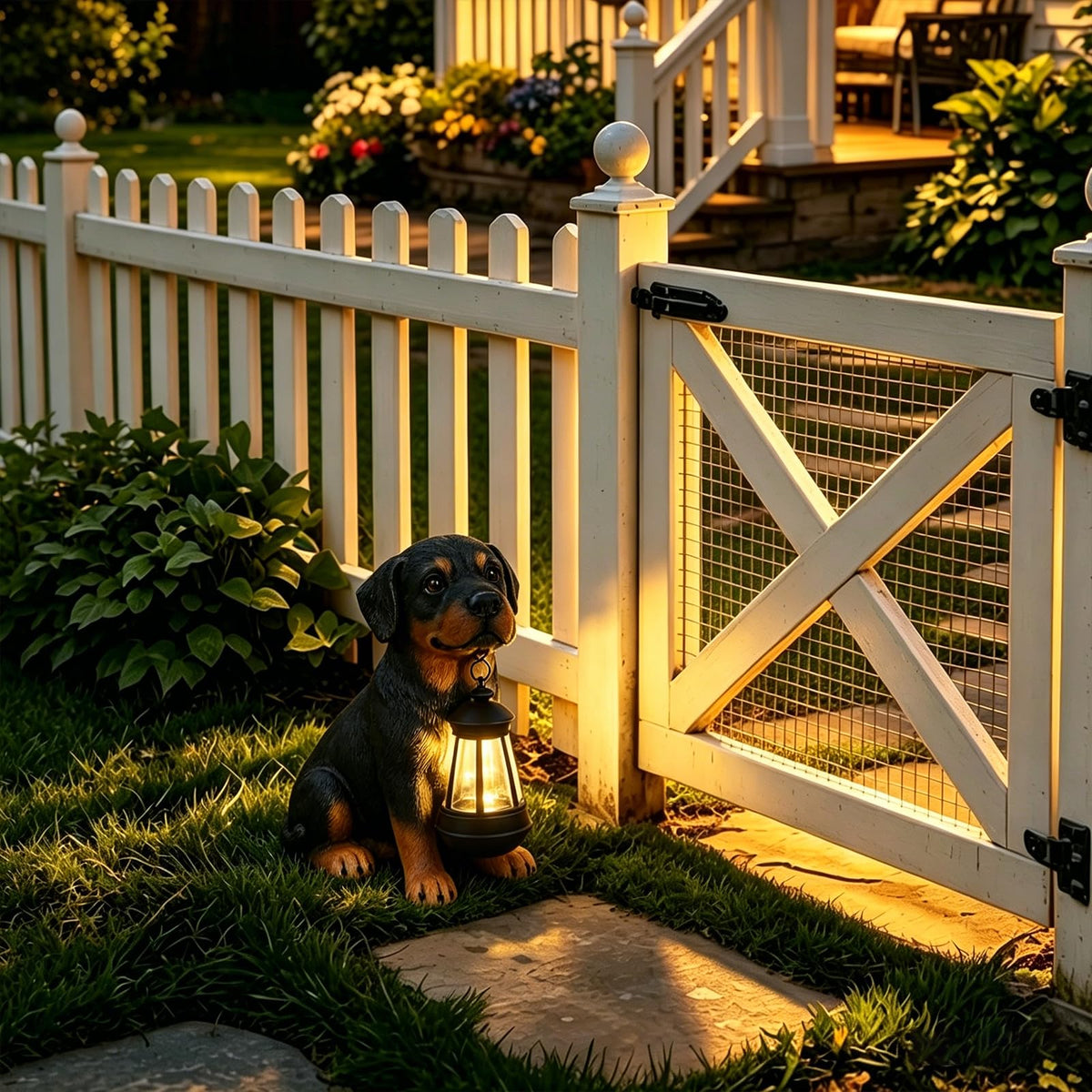 Dream Garden outdoor rottweiler statue suits patio, lawn, or garden as a focal point.
