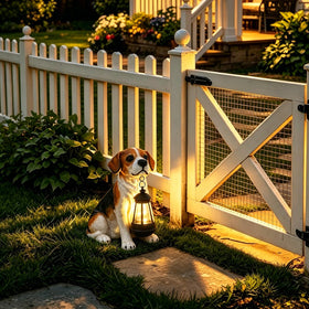 DREAM GARDEN patio yard dog ornament fits neatly along paths.