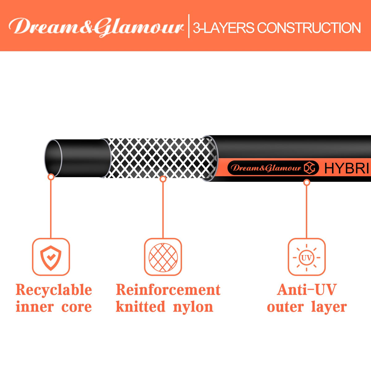 DREAM&GLAMOUR-brass-fittings-hose-75ft leak-proof connections and rust resistance