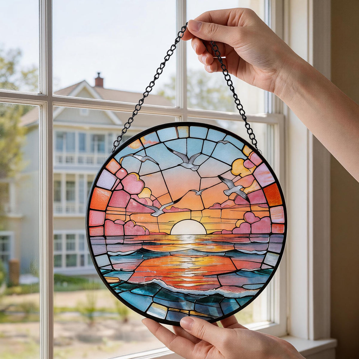 DREAMLOOM colorful reflections from Sea Sunrise glass decor in light