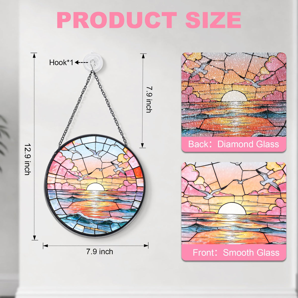 DREAMLOOM diamond-panel stained glass art hanging for vibrant decor