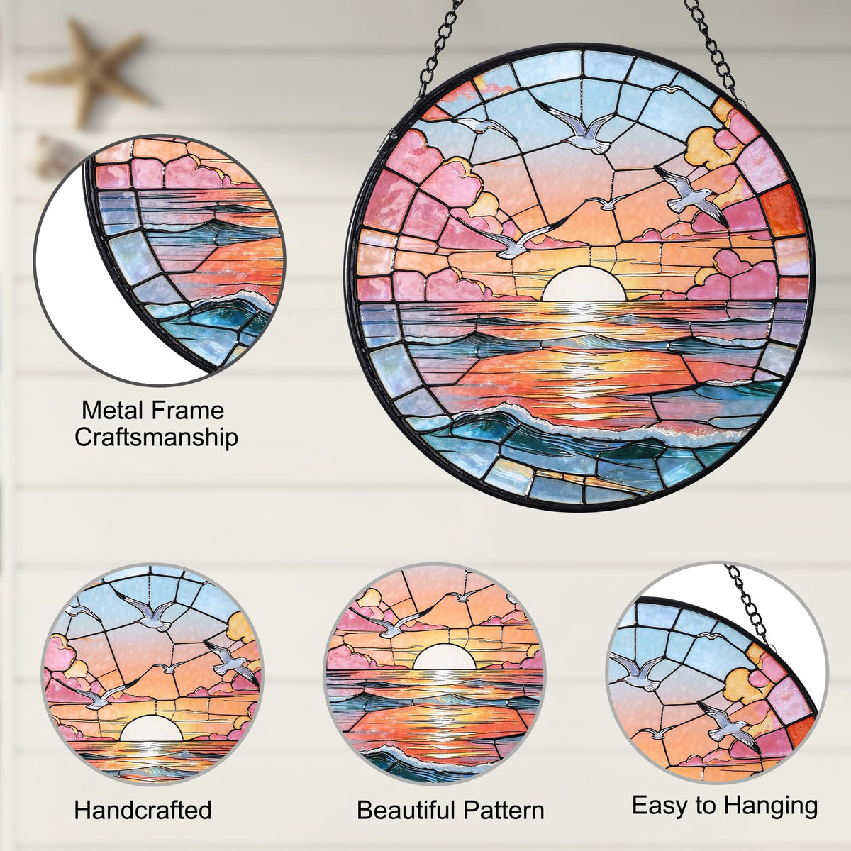 DREAMLOOM textured-front stained glass suncatcher adds tactile depth