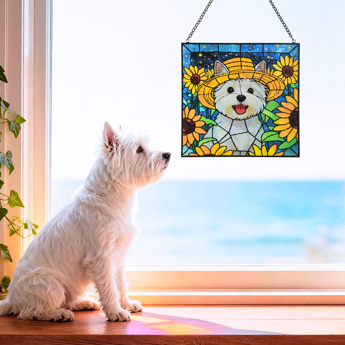 DreamLoom Westie garden decor sun catcher creates mood light.