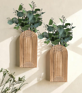 DREAMLOOM wooden wall vases with closed back panel for neat walls