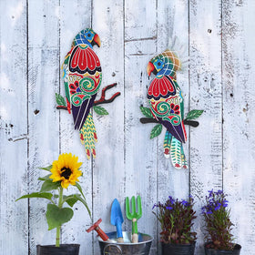 Dreamskip 16-inch parrot wall decor creates a bold focal point outdoors.