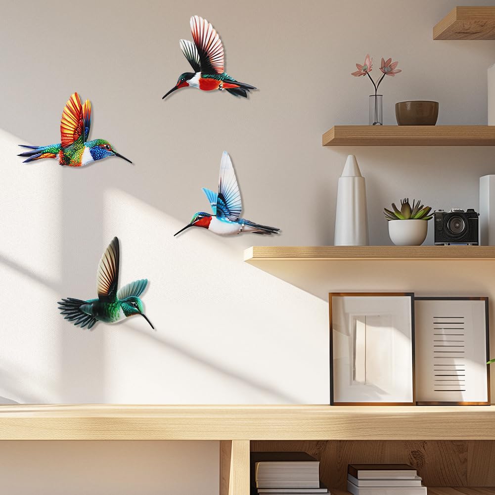 Dreamskip indoor-outdoor hummingbird wall art fits living rooms or patios.