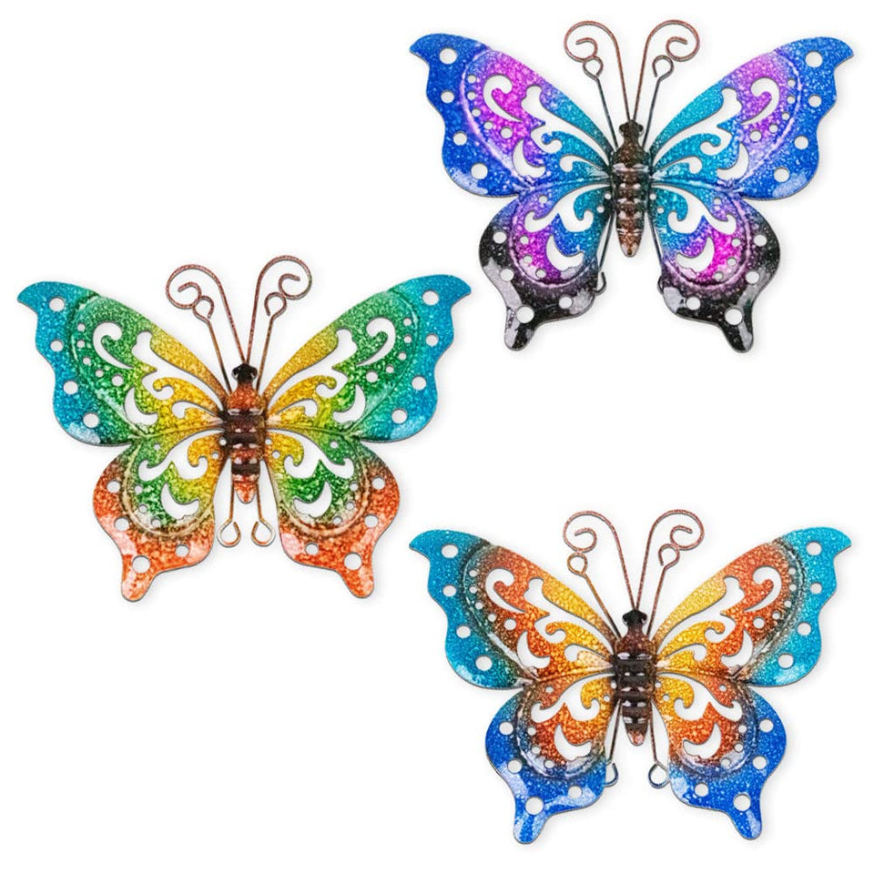 Dreamskip metal butterfly wall decor set enhances outdoor walls with gradient color.