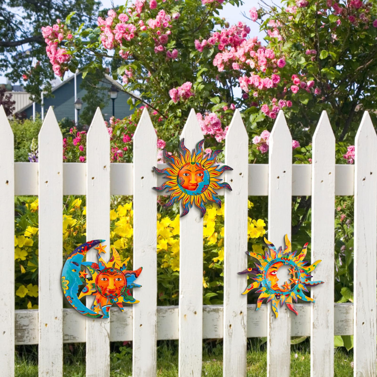 Dreamskip moon-face wall art provides tranquil ambiance for patios