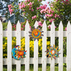 Dreamskip moon-face wall art provides tranquil ambiance for patios
