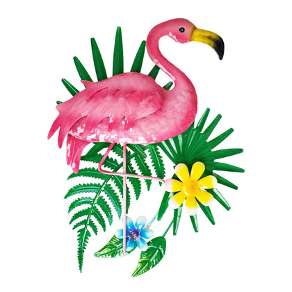 Dreamskip pink flamingo wall decor outdoors adds tropical charm.