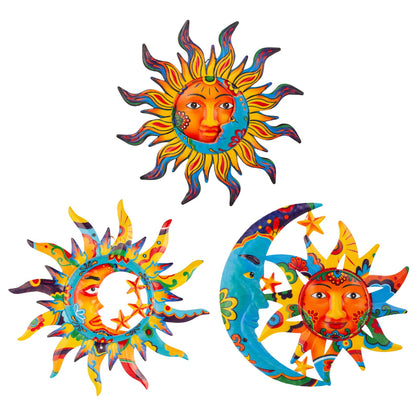 Dreamskip sun-face wall art for outdoor garden display that adds warmth