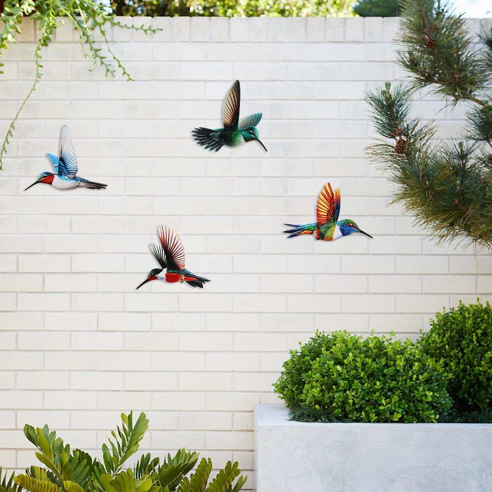Dreamskip weatherproof hummingbird wall art withstands sun and rain.