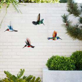 Dreamskip weatherproof hummingbird wall art withstands sun and rain.