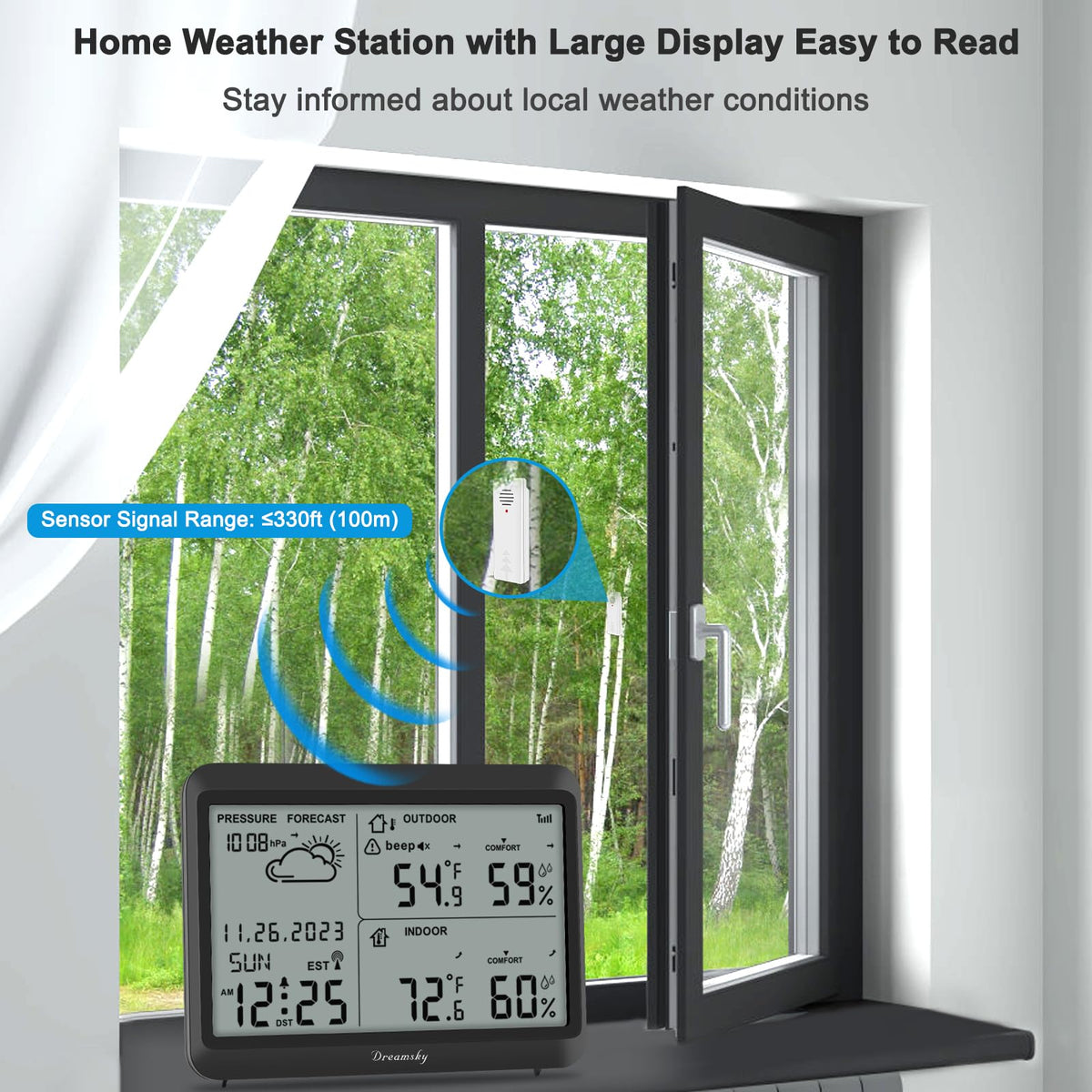 DreamSky Outdoor Sensor Transmitter provides reliable outdoor readings for timely updates.