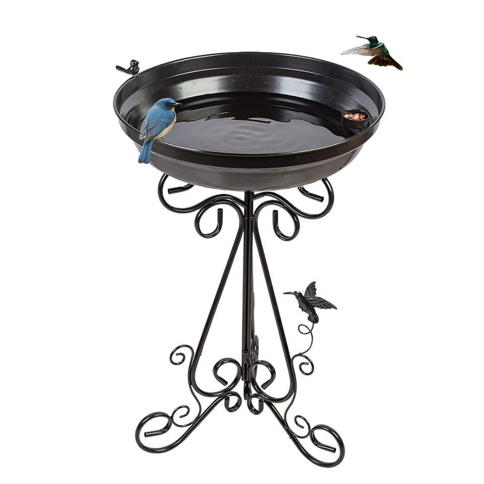DREAMSOUL 18-inch bird bath stand attracts garden birds