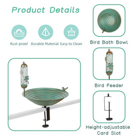 DREAMSOUL bird bath on railing shows sturdy clamp and secure mounting