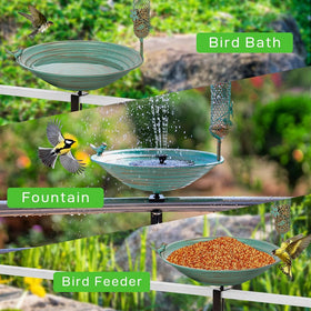 DREAMSOUL metal bird bath withstands rain and frost for year-round outdoor use