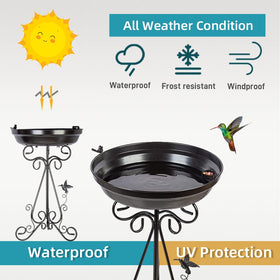 DREAMSOUL dark brown finish bird bath stand in garden