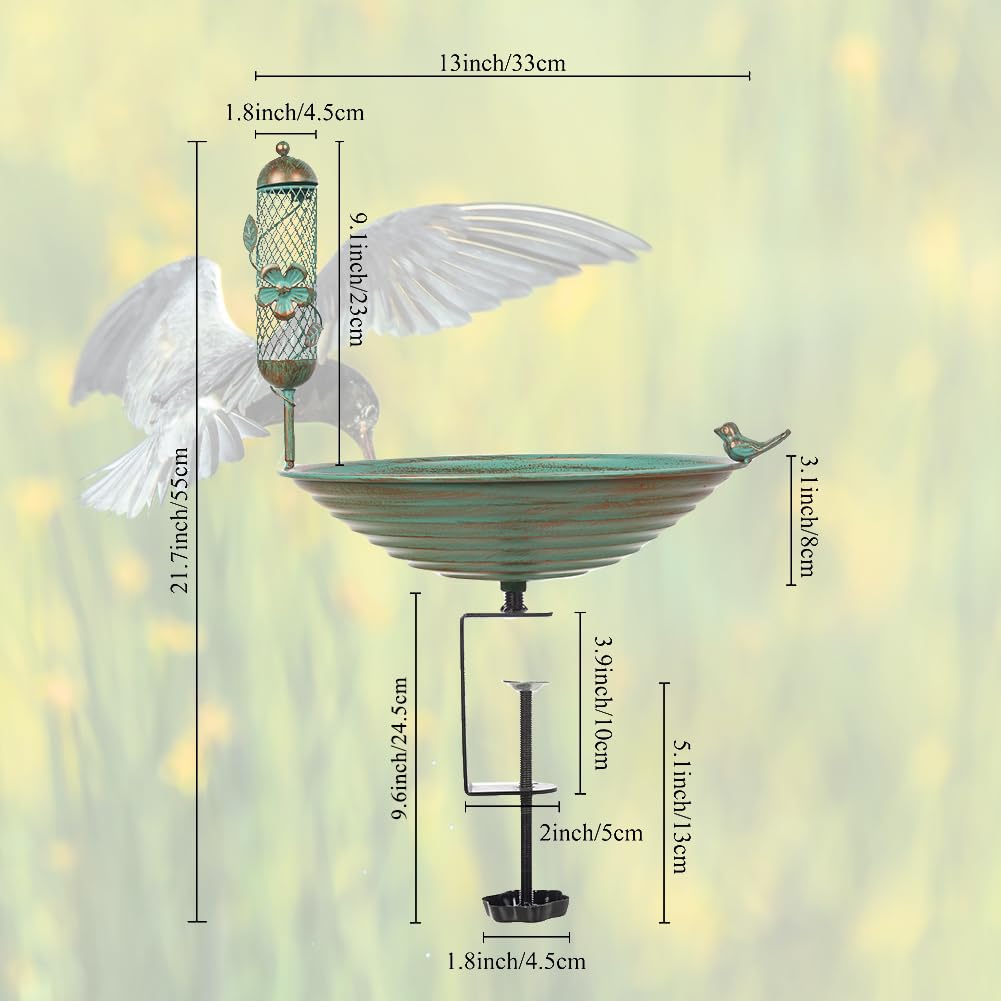 DREAMSOUL deck bird bath with detachable clamp installs easily without tools