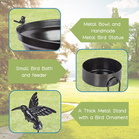 DREAMSOUL garden bird bath in sunny yard setup