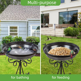 DREAMSOUL metal bird bath stand assembly shown step-by-step