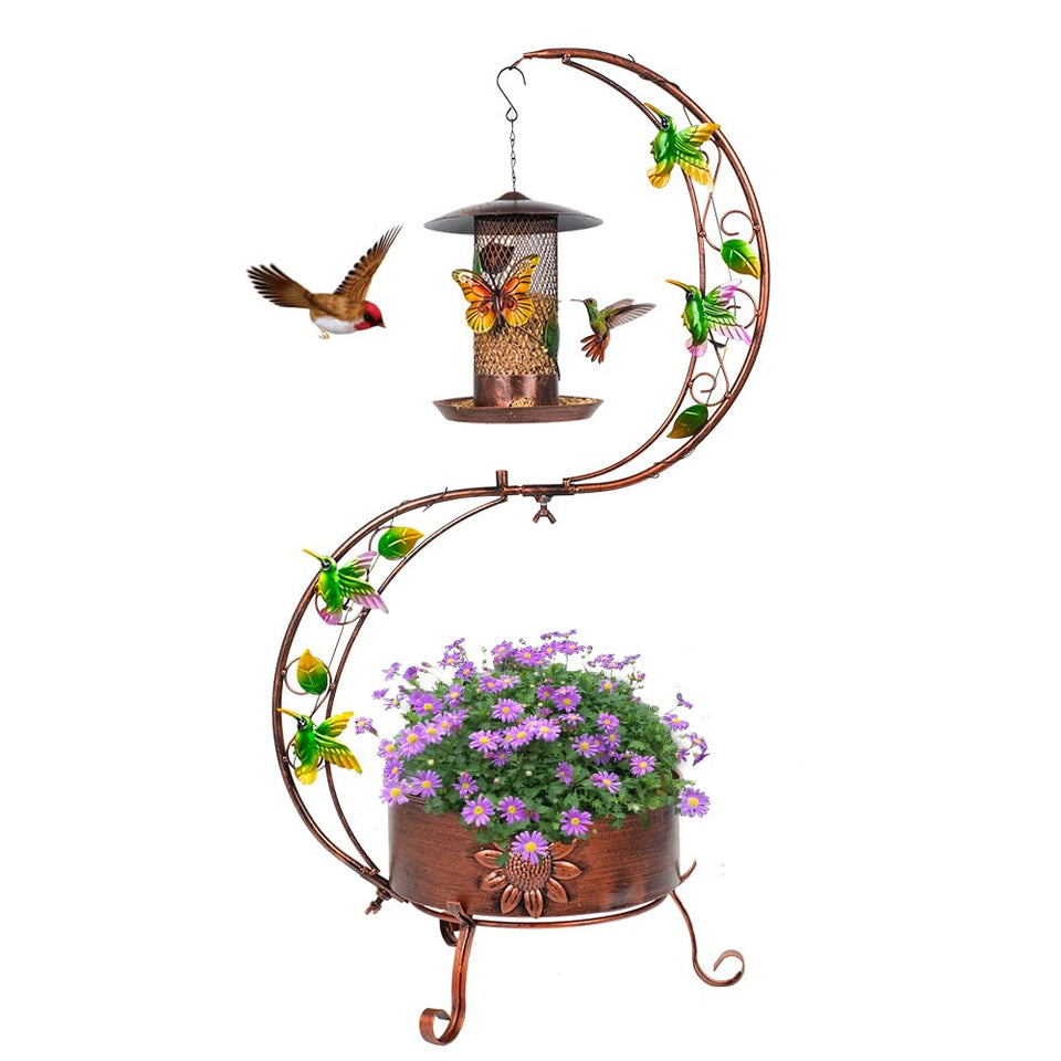 DREAMSOUL dreamsoul metal bird feeder stand top layer attracts garden birds