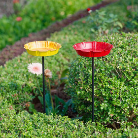 DREAMSOUL outdoor bird bath set invites birds to linger and sip.
