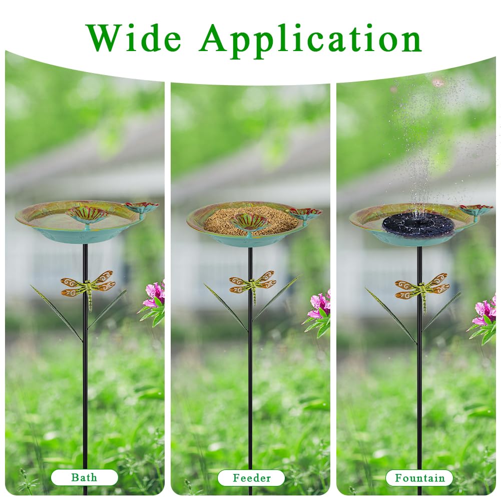 DREAMSOUL weather-resistant bird bath supports year-round outdoor use and garden appeal.