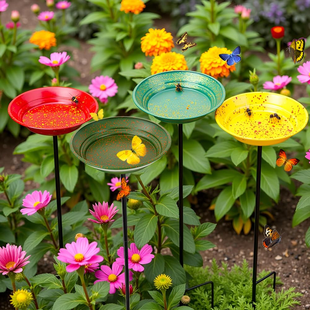 Dreamysoul bee watering station 4-pack in garden attracting pollinators and supporting garden health.