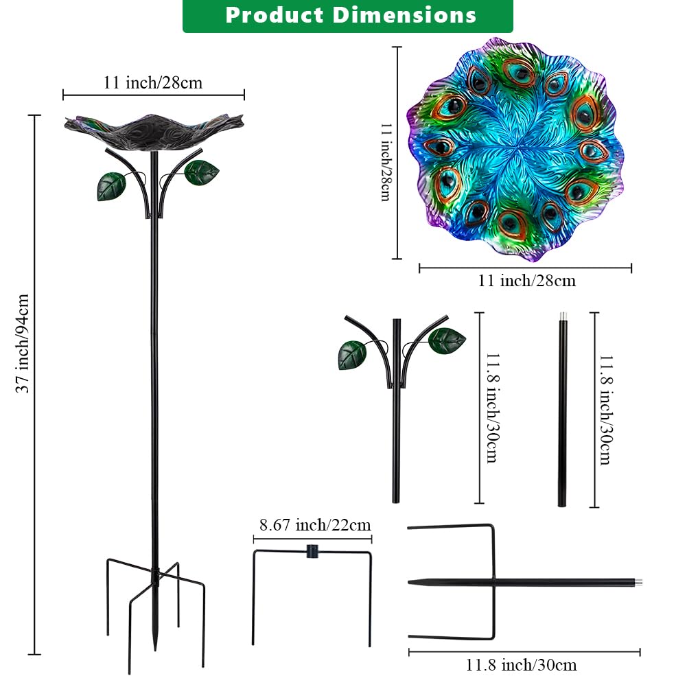 Dreamysoul metal birdbath with five prongs offers sturdy support.