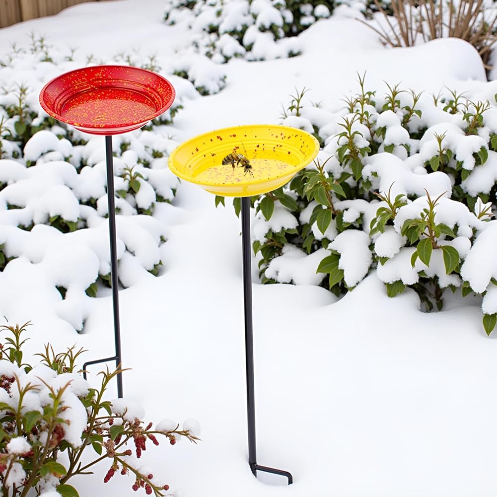 Dreamysoul metal stake bee feeders design stands securely for outdoor use.