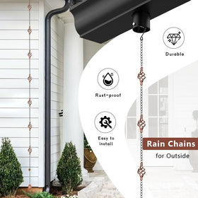 Dreamysoul rain chain downspout installation showcasing durable copper finish and easy setup.