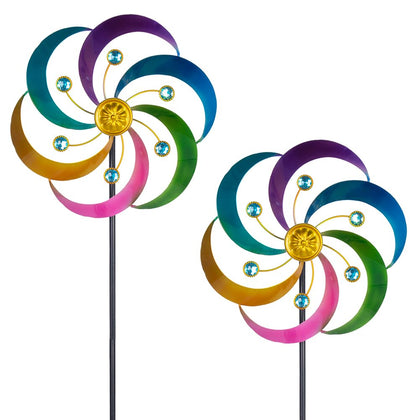 Dreamysoul wind spinners with a central golden hub for striking garden decor